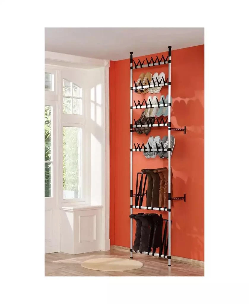 vidaXL Telescopic Shoe Rack with Rods Aluminum 4
