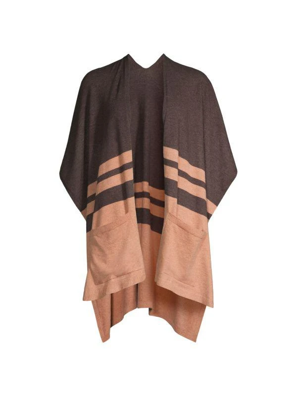 Saks Fifth Avenue Striped Colorblocked Knit Cape 5