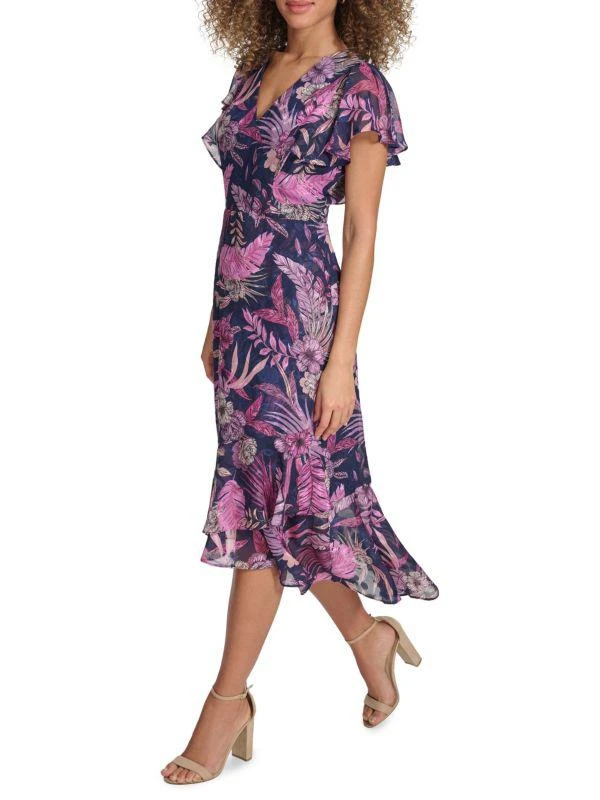 Kensie Flutter Sleeve Midi-Dress 3