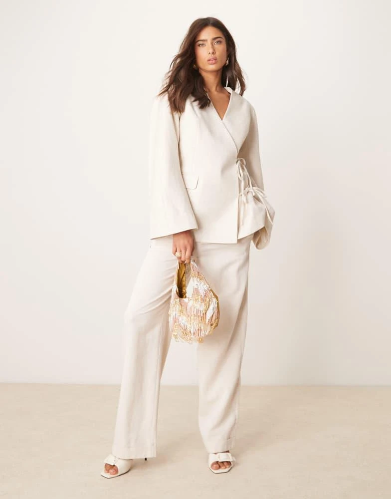 ASOS ASOS DESIGN double tie side blazer co-ord in stone 3