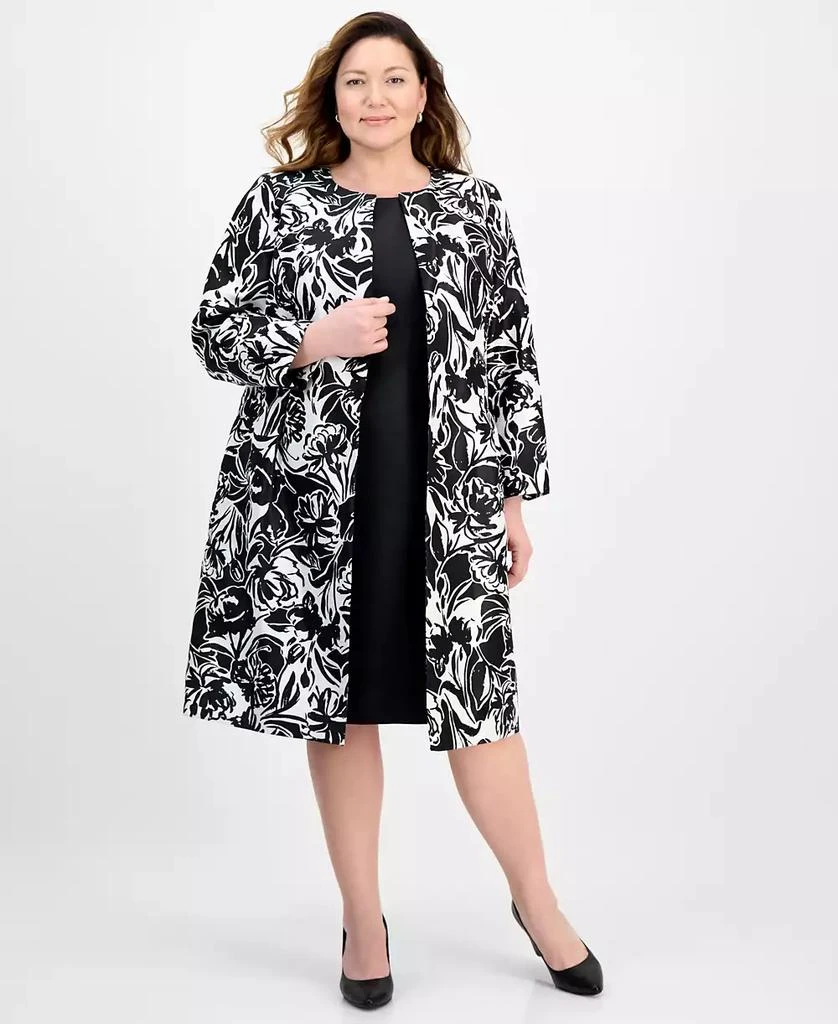 Le Suit Plus Size Floral-Print Jewel-Neck Jacket Topper 
Plus Size Empire Seamed Dress Set