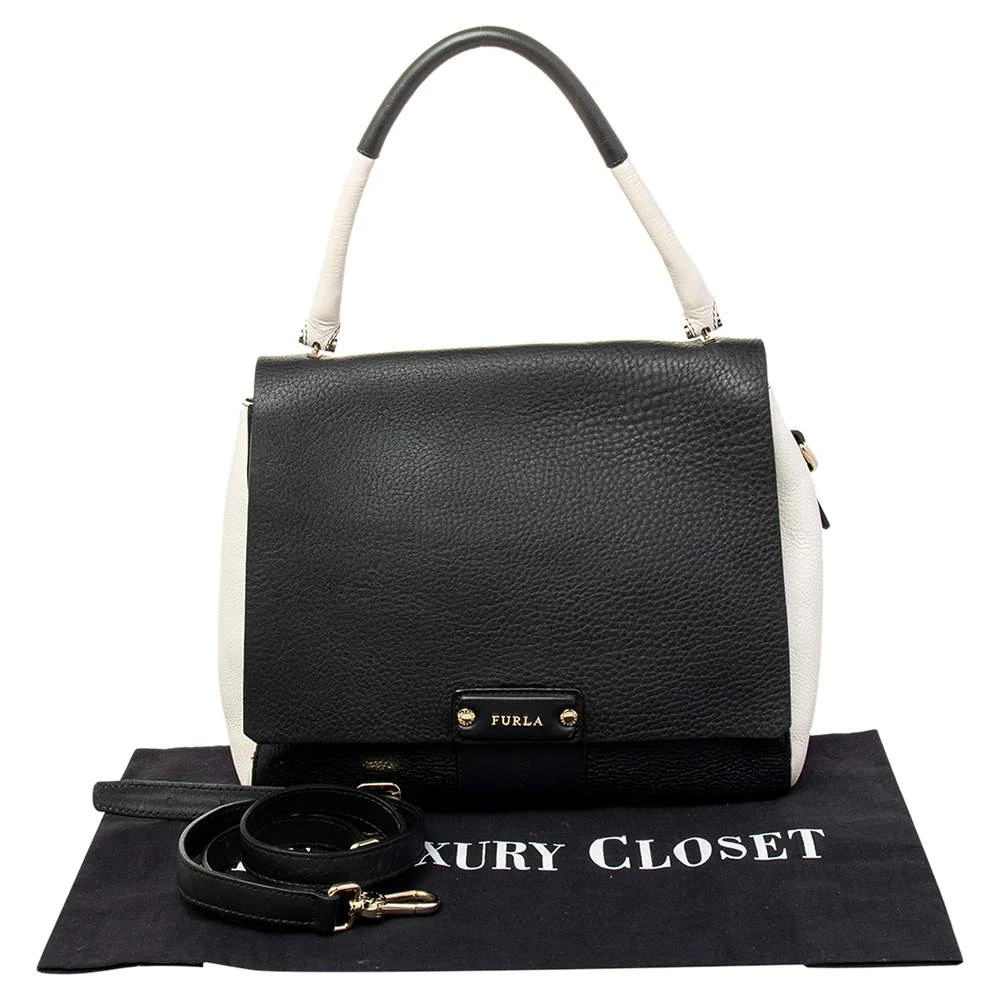 Furla Furla Black/White Leather Flap Top Handle Bag 11