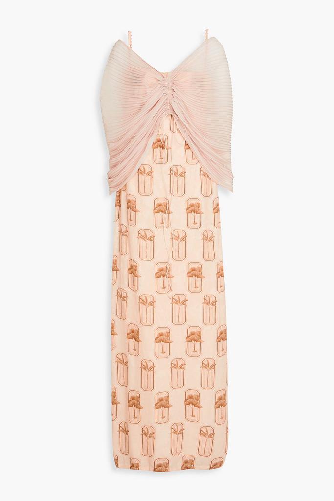 Agua by Agua Bendita Jacaranda Palma bead-embellished printed jacquard maxi dress