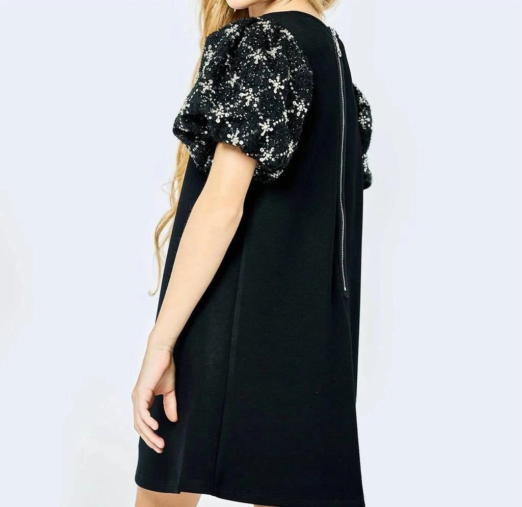 Hannah Banana Hannah Banana - Girl's Beaded Bubble Sleeve Shift Dress 2