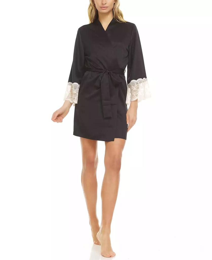 Flora Nikrooz Kit Heart Lace Matte Charmeuse Wrap Robe