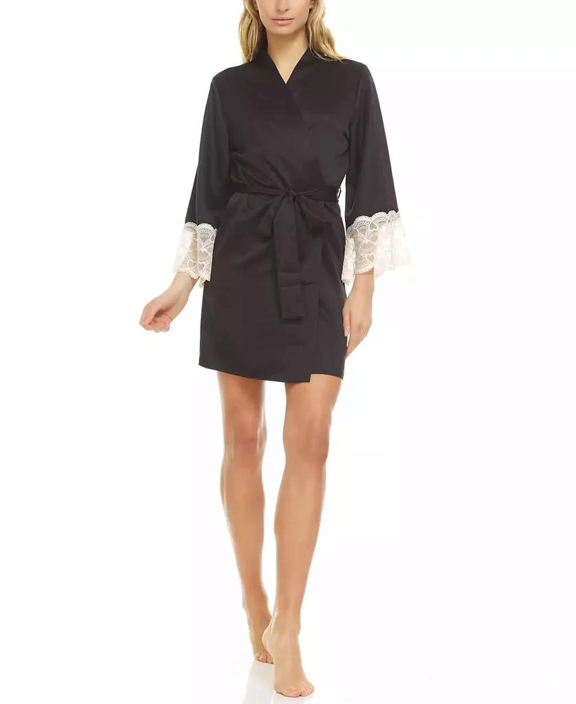Flora Nikrooz Kit Heart Lace Matte Charmeuse Wrap Robe 1