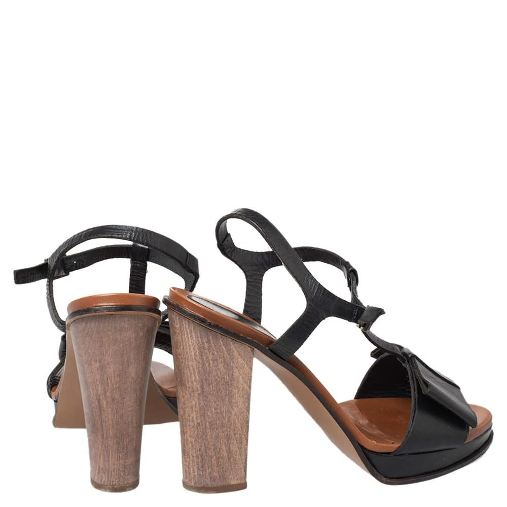 Marni Marni Black Leather Bow Detail T Strap Sandals Size 38 5