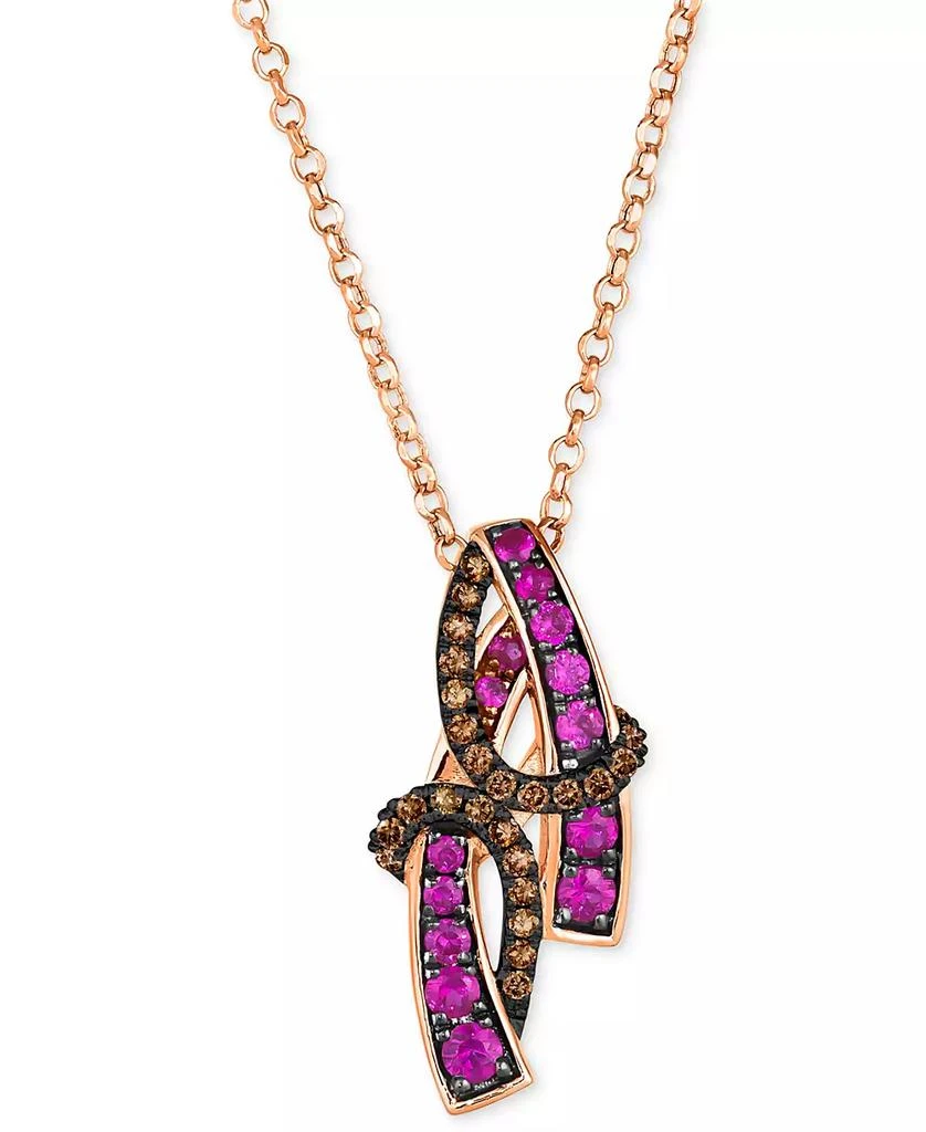 Le Vian Chocolatier® Bubble Gum Pink Sapphire (3/8 ct. t.w.) 
Chocolate Diamond (1/5 ct. t.w.) Swirl 19" Pendant Necklace in 14k Rose Gold 1