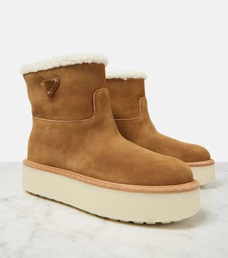 Prada Shearling-lined suede ankle boots 5