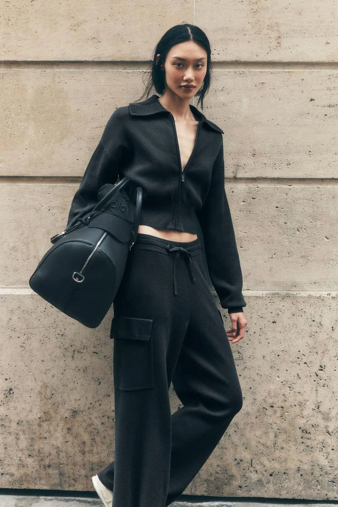 Alo Scholar Knit High-Waist Cargo Pant - Green Olive