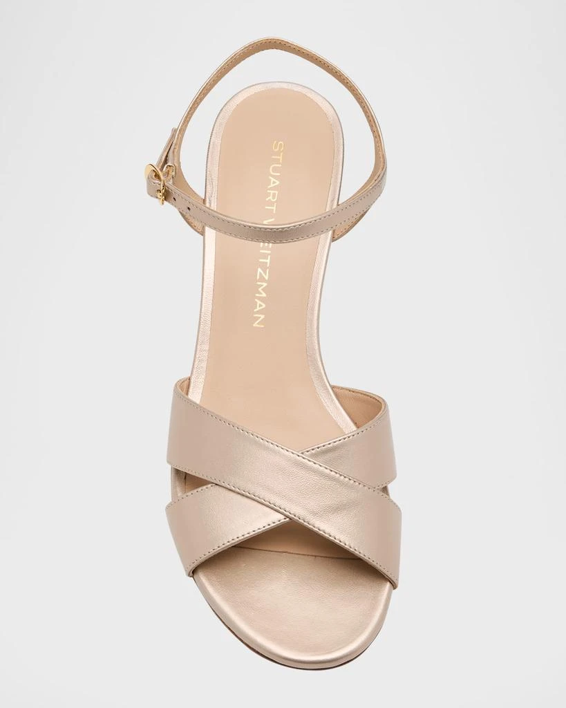 Stuart Weitzman Dayna Metallic Crisscross Wedge Sandals 6