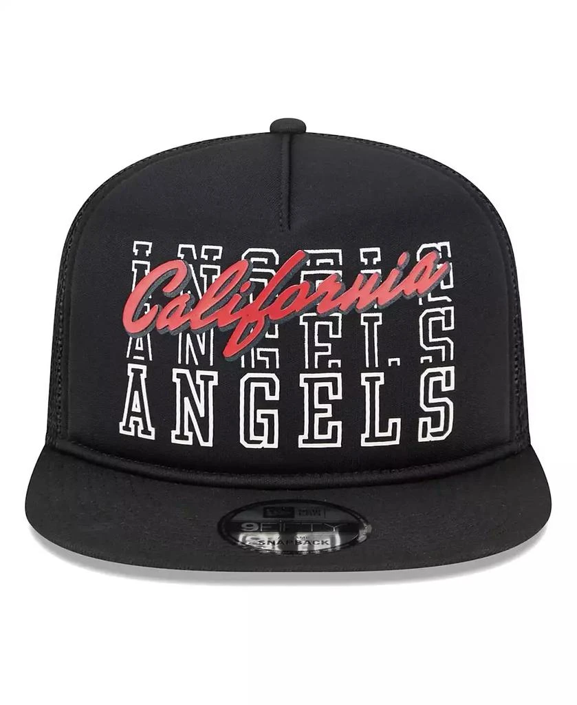 New Era Men's Black California Angels Cooperstown Collection Street Team A-Frame Trucker 9FIFTY Snapback Hat 3