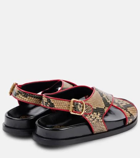 Dries Van Noten Snake-effect leather slingback sandals 2