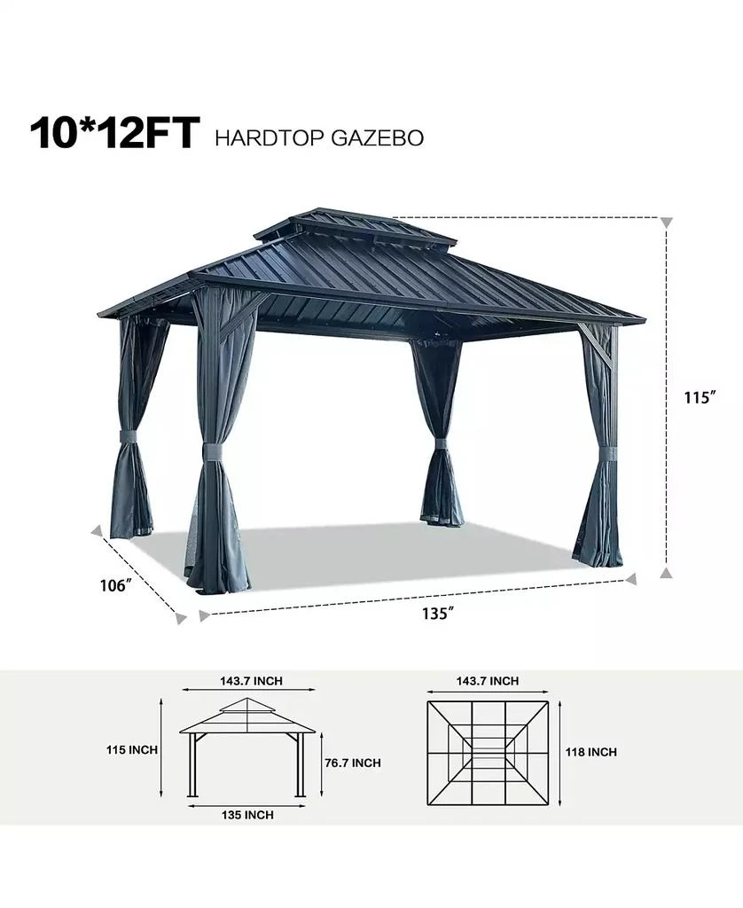 Streamdale Furniture Streamdale 10
x12
Hardtop Gazebo, Steel Roof, Aluminum Frame, Curtains
Netting 5