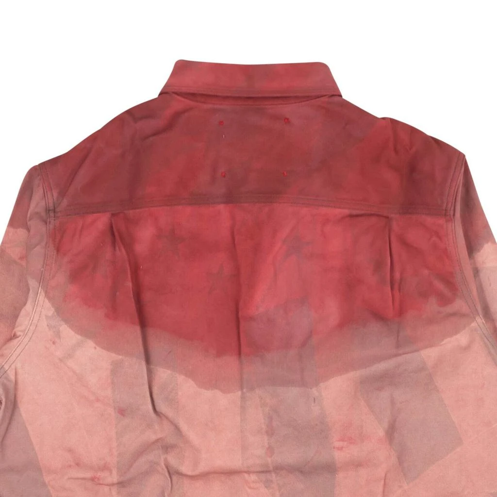 424 ON FAIRFAX 424 On Fairfax All Over Print Flag Denim Shirt - Red/Gray 4