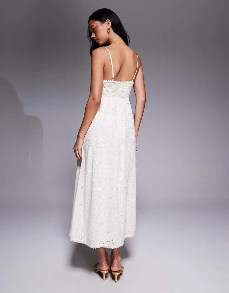 River Island River Island broderie embellished midi dress in cream 3