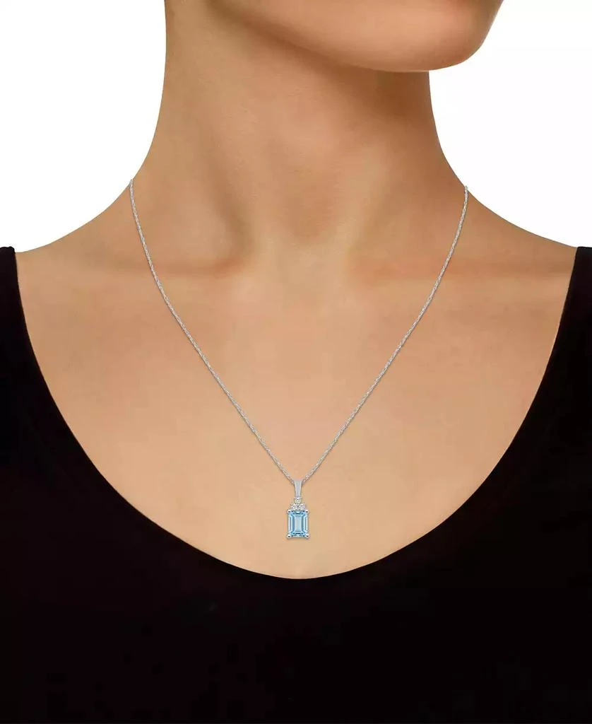 Macy's Aquamarine (1-3/8 Ct. T.W.) and Diamond (1/10 Ct. T.W.) Pendant Necklace in 14K White Gold 2