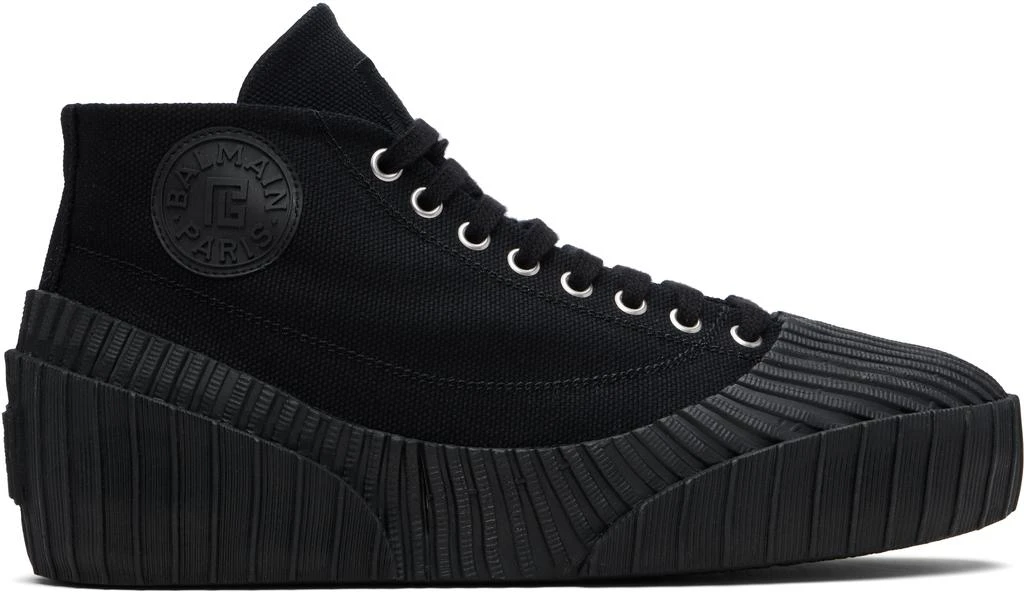 Balmain Black Riff Low Canvas Sneakers 1