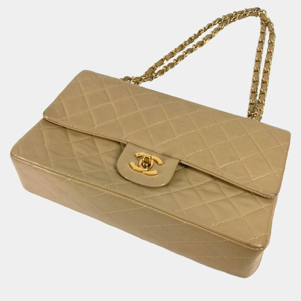 Chanel Chanel Beige Leather Medium Classic Double Flap Shoulder Bags 6