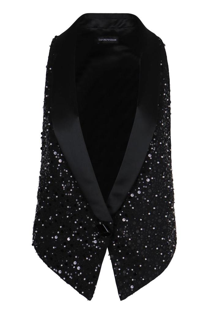 Emporio Armani Emporio Armani Black Gilet In Georgette