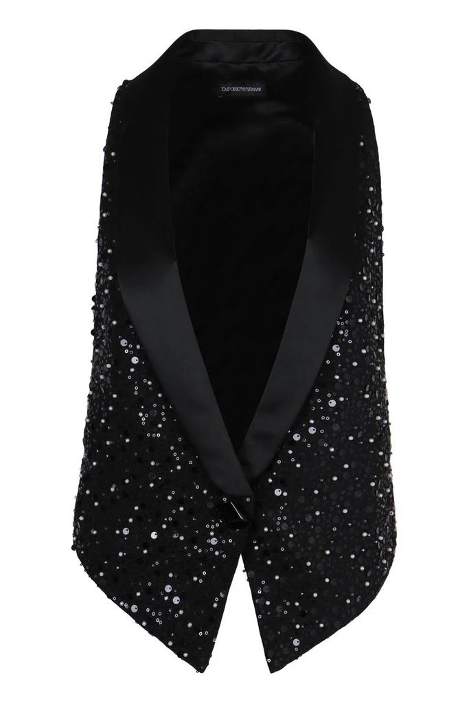 Emporio Armani Emporio Armani Black Gilet In Georgette 1
