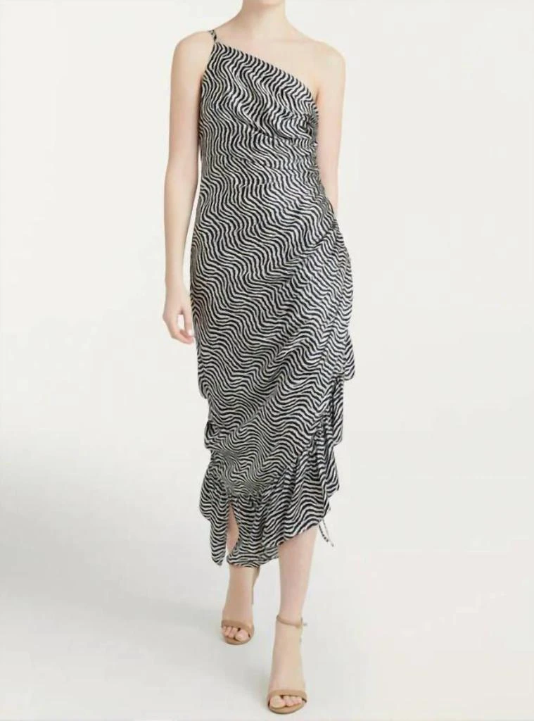 Cinq a Sept Cinq A Sept - Christel Silk One Shoulder Ruched Midi Dress 1