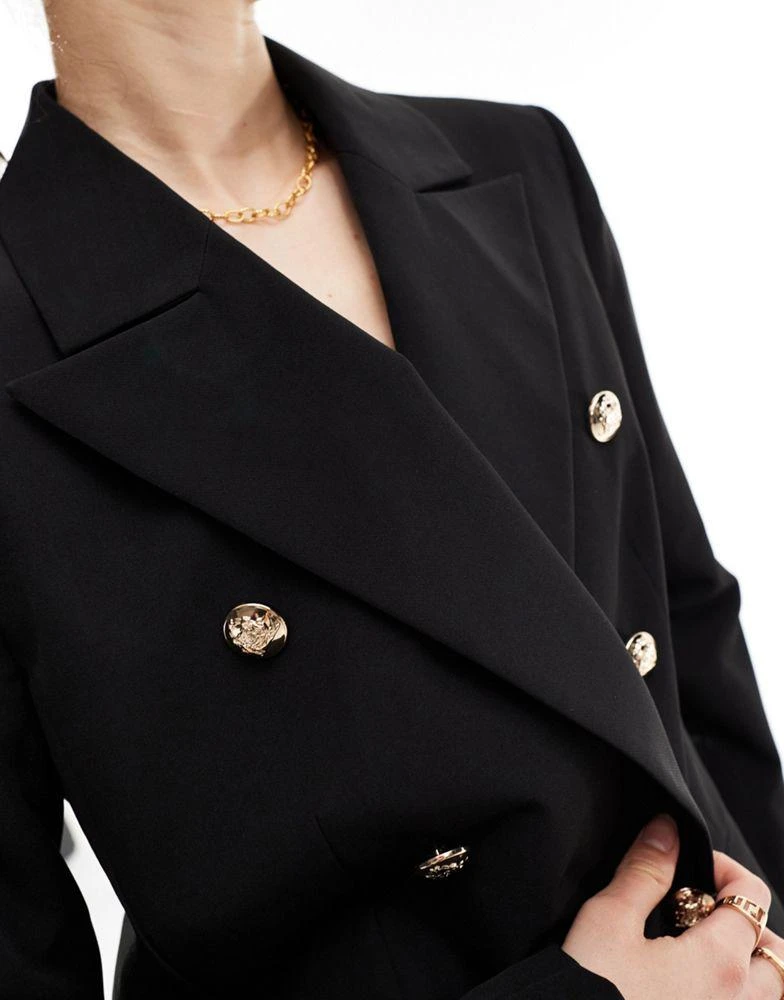 ASOS DESIGN ASOS DESIGN tailored blazer with gold button detail in black 4