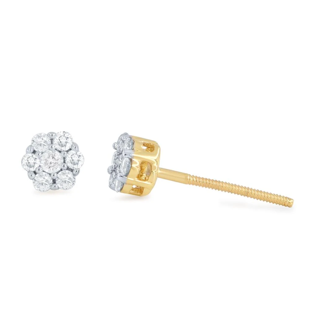 LuvMyJewelry Meadow 0.15 Ct TW Lab Grown Diamond Cluster Studs 14K Gold Earrings