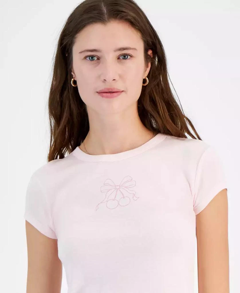 Pretty Rebellious Juniors' Cherry Bow Graphic T-Shirt 3