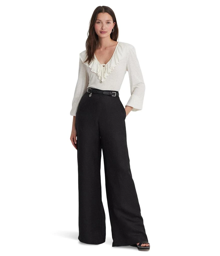 Ralph Lauren Ruffle-Trim Jersey Tie-Neck Top 4
