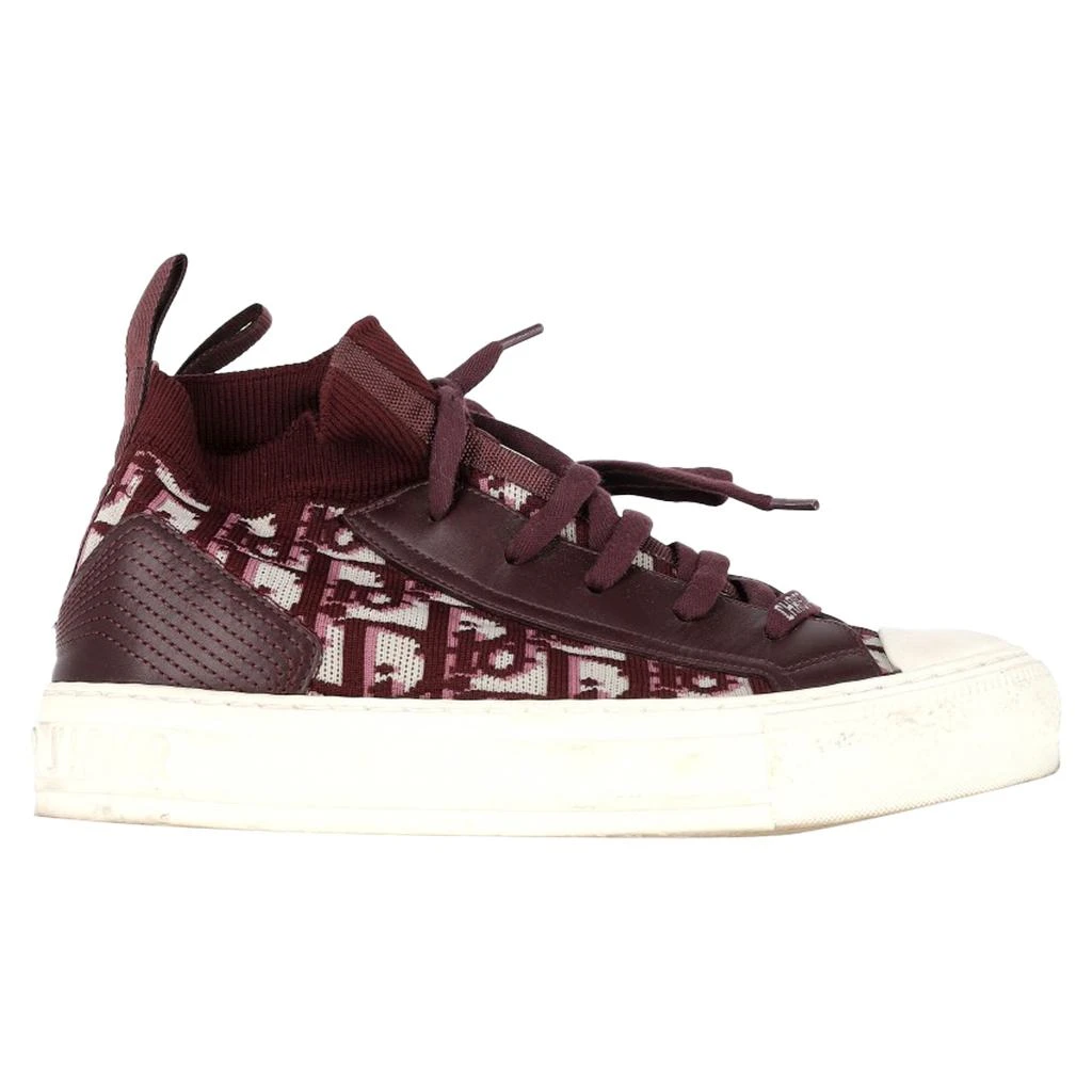 Dior Walk 'n' Dior Knitted High-Top Sneakers in Burgundy Leather and Polyester 1