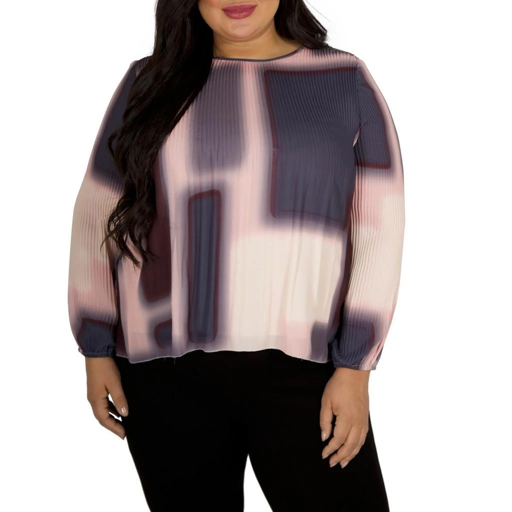 Maree Pour Toi Womens Shutter Pleat Work Wear Pullover Top 1