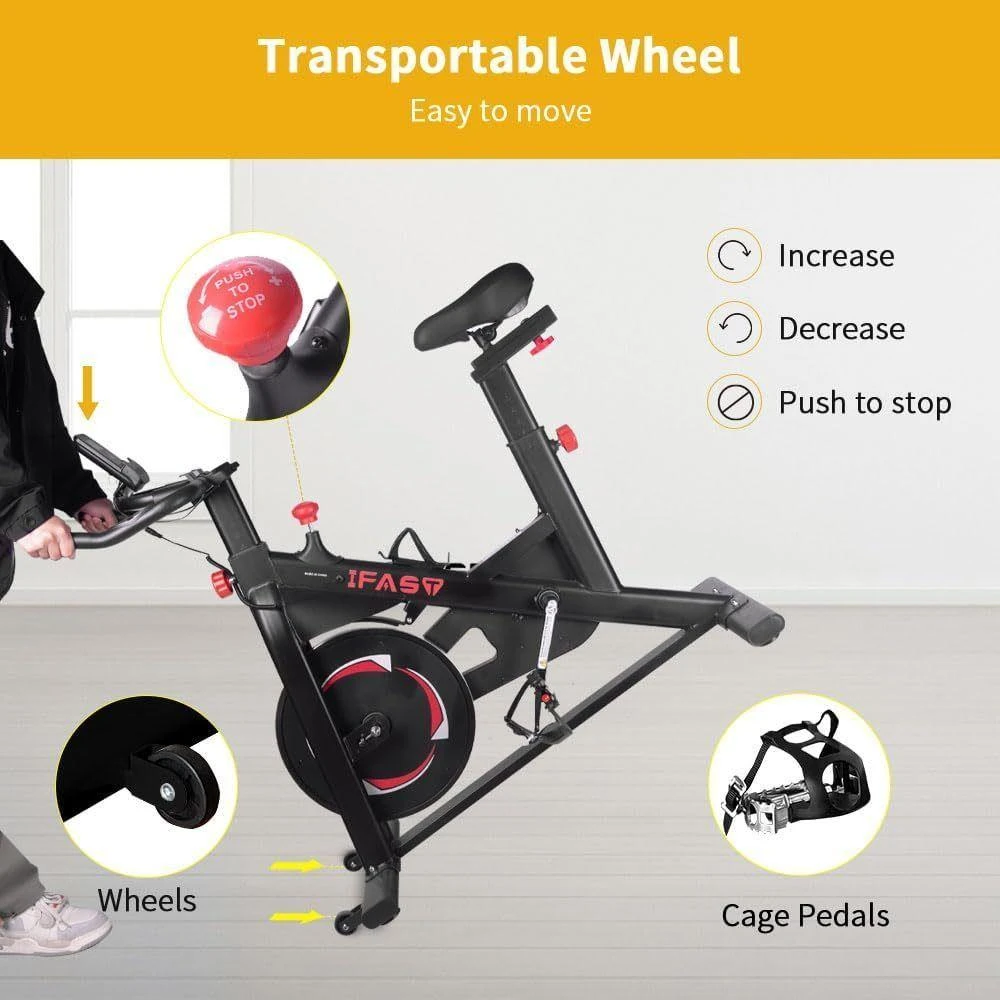 CARDIORAKK Black Stationary Bikes for Home Spin Indoor Exercise Bike with LCD Monitor and Comfortable Seat Cushion for Home Gym Cardio Fitness Training 5