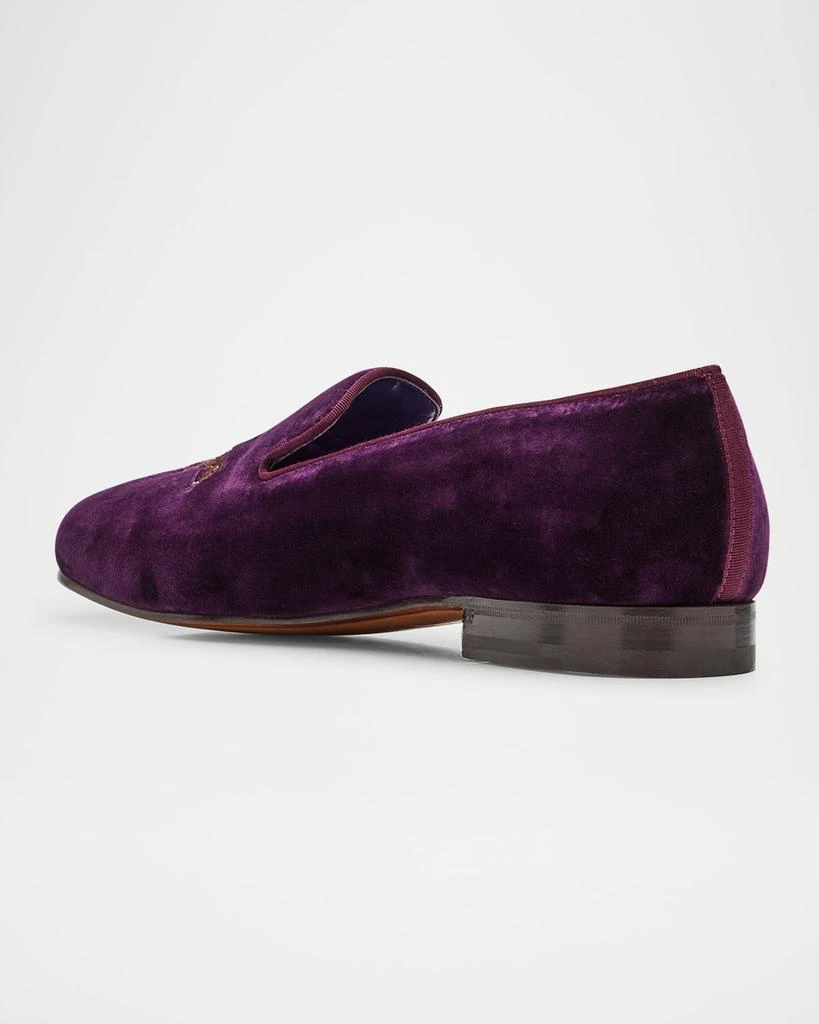 Ralph Lauren Men's Alonzo Embroidered Velvet Slippers 4