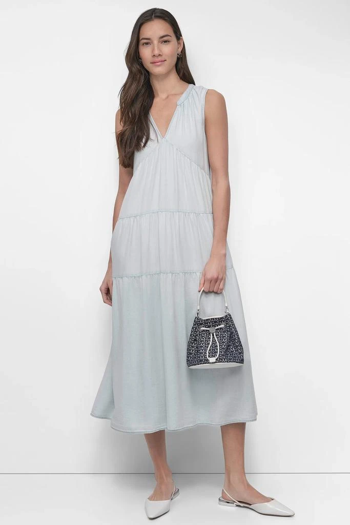 DKNY TENCEL TIERED MIDI SWING DRESS 5