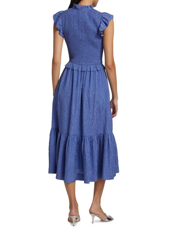 Sea Siya Silk-Blend Flutter-Sleeve Midi-Dress 2