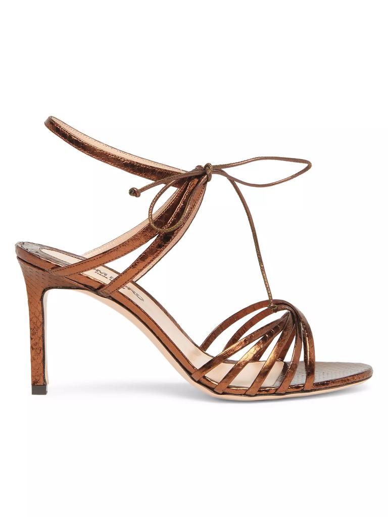 TOM FORD 85MM Laminated Ayers Snakeskin & Leather Ankle-Wrap Sandals