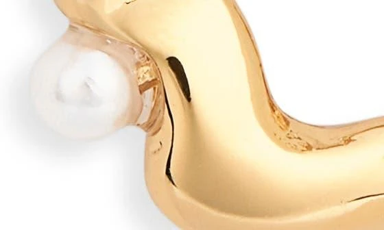 Ettika Jewelry Wavy Faux Pearl Hoop Earrings 4