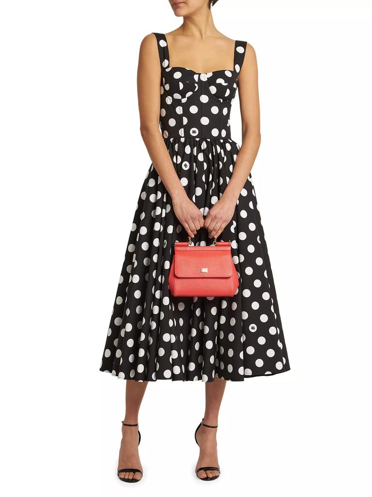 Dolce & Gabbana Polka Dot Poplin A-Line Midi-Dress