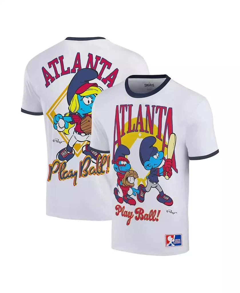 Ripple Junction Men's White the Smurfs Atlanta Baseball Ringer T-Shirt 1