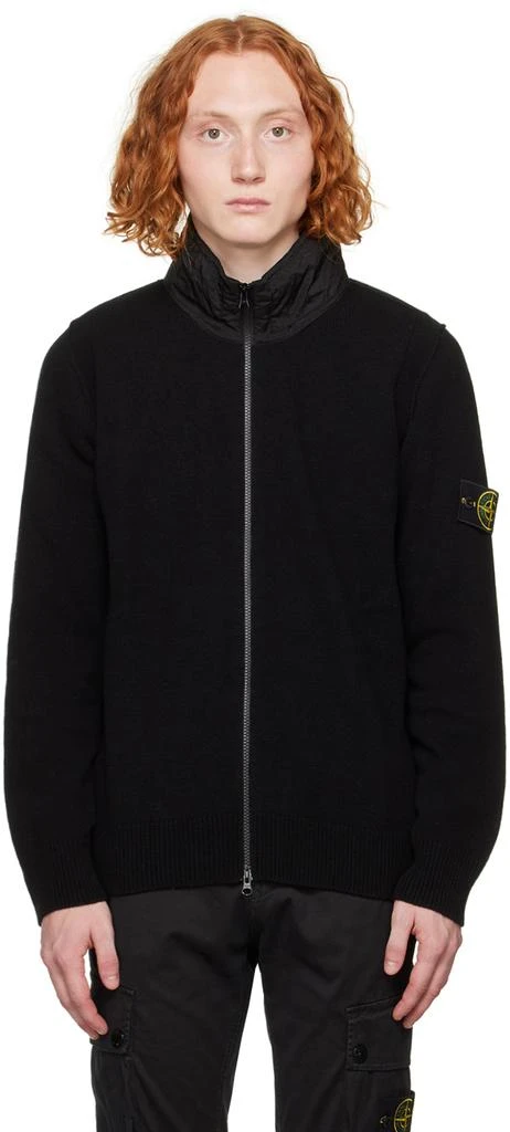 Stone Island Black Two-Way Zip Sweater 1