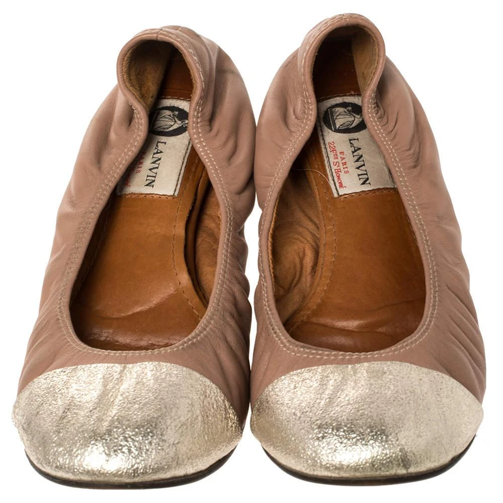 Lanvin Lanvin Nude/Silver Leather Scrunch Ballet Flats Size 37 3