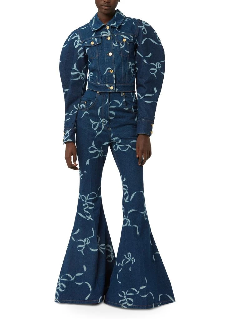 Nina Ricci Bow-print exaggerated flare jeans 4