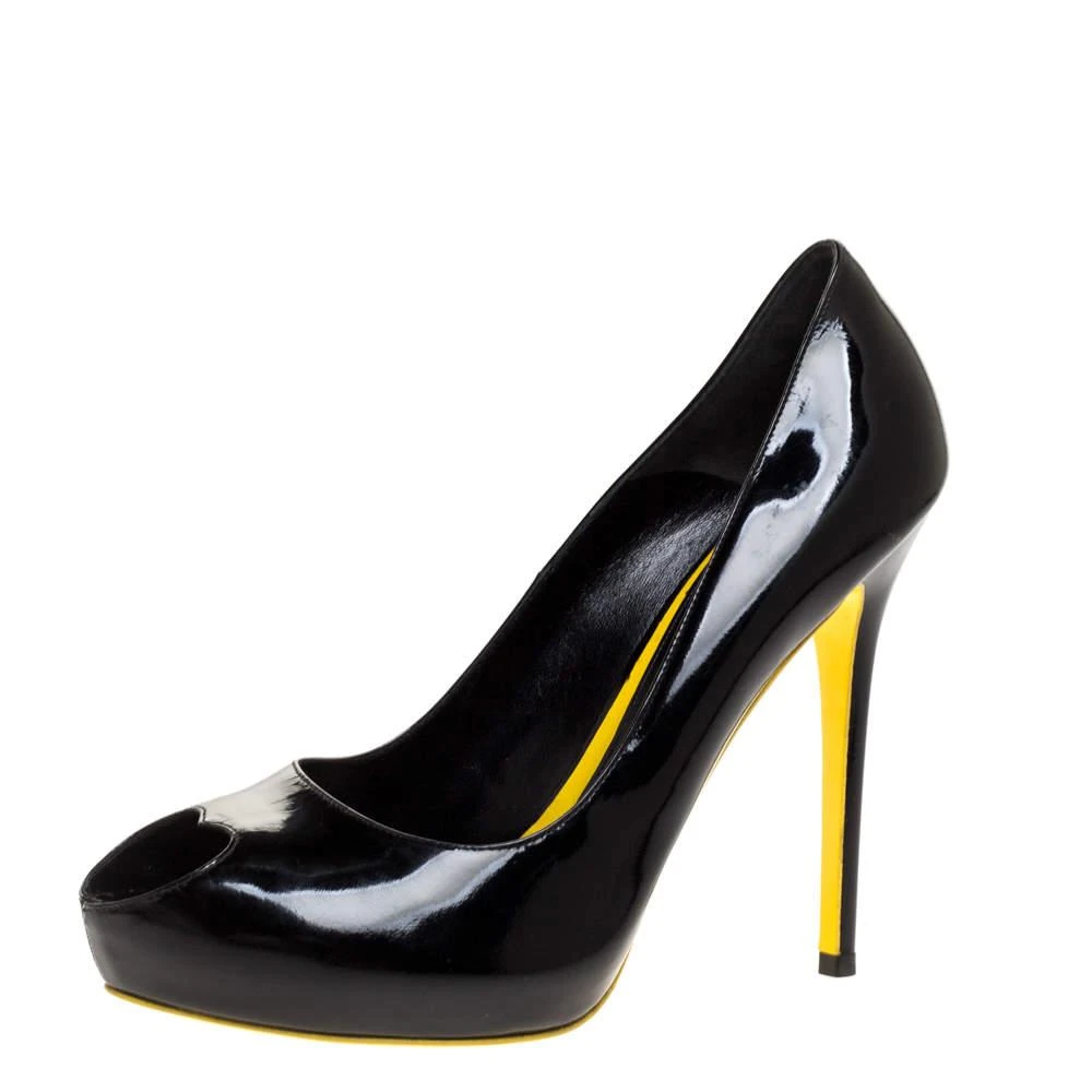 Alexander McQueen Alexander McQueen Black Patent Leather Heart Peep Toe Pumps Size 39.5 1