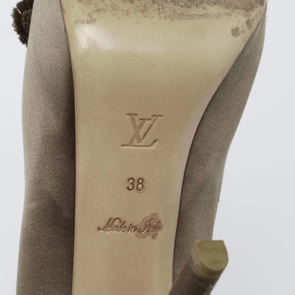 Louis Vuitton Louis Vuitton Dark Olive Green Satin Athen Open-Toe Pumps Size 38 8