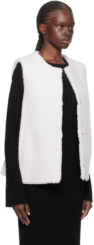 Yves Salomon White Reversible Shearling Vest