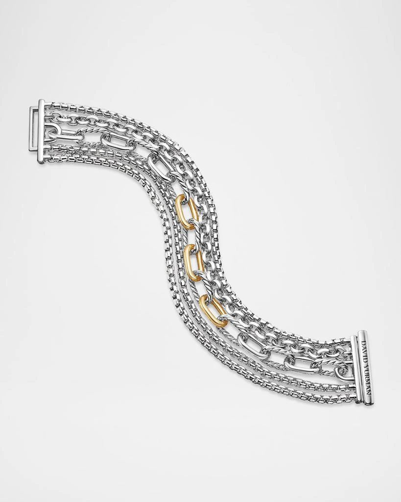 David Yurman Multi Row Chain Bracelet in Silver with 18K Gold, 29mm 3
