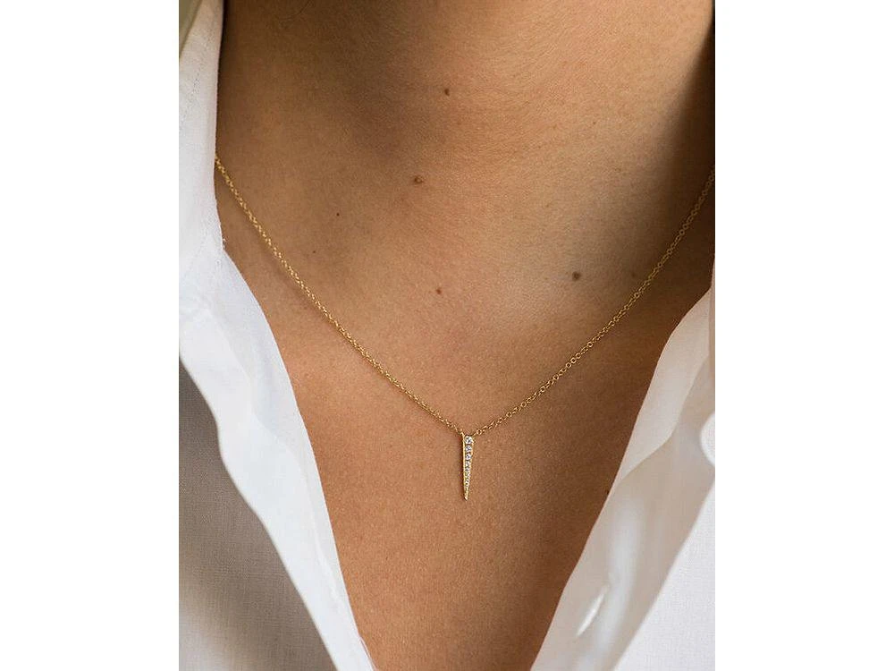 Zoe Lev 14K Yellow Gold Diamond Dagger Pendant Necklace, 18" 2