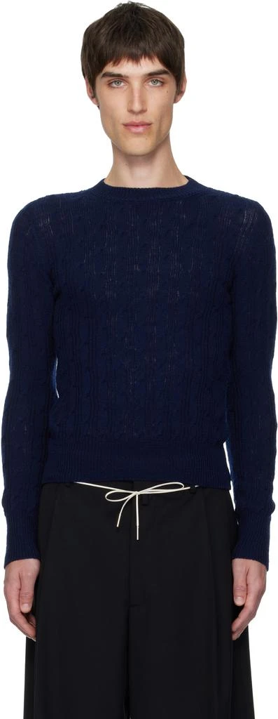 Dries Van Noten Navy Cable-Knit Sweater 1