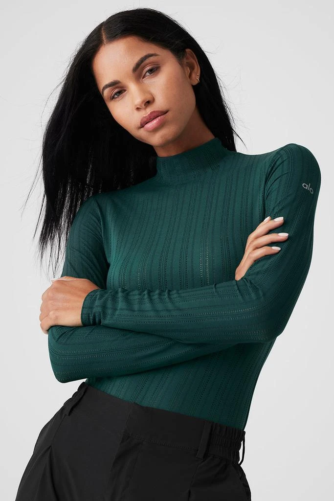 Alo Euphoria Long Sleeve Bodysuit - Midnight Green 5